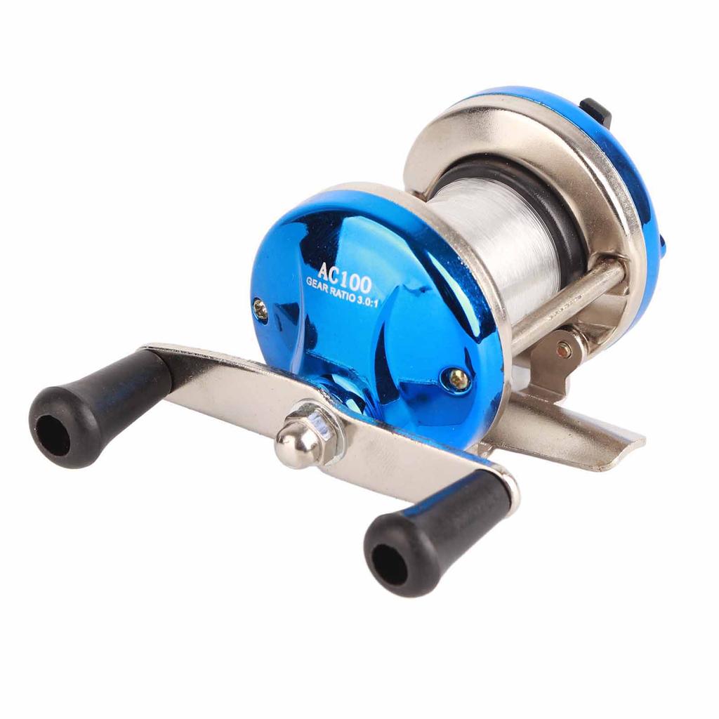 Rolle Typ Trommelrolle Horizontal mit Schnurrolle Eisangelrolle Angelgerät(blau )