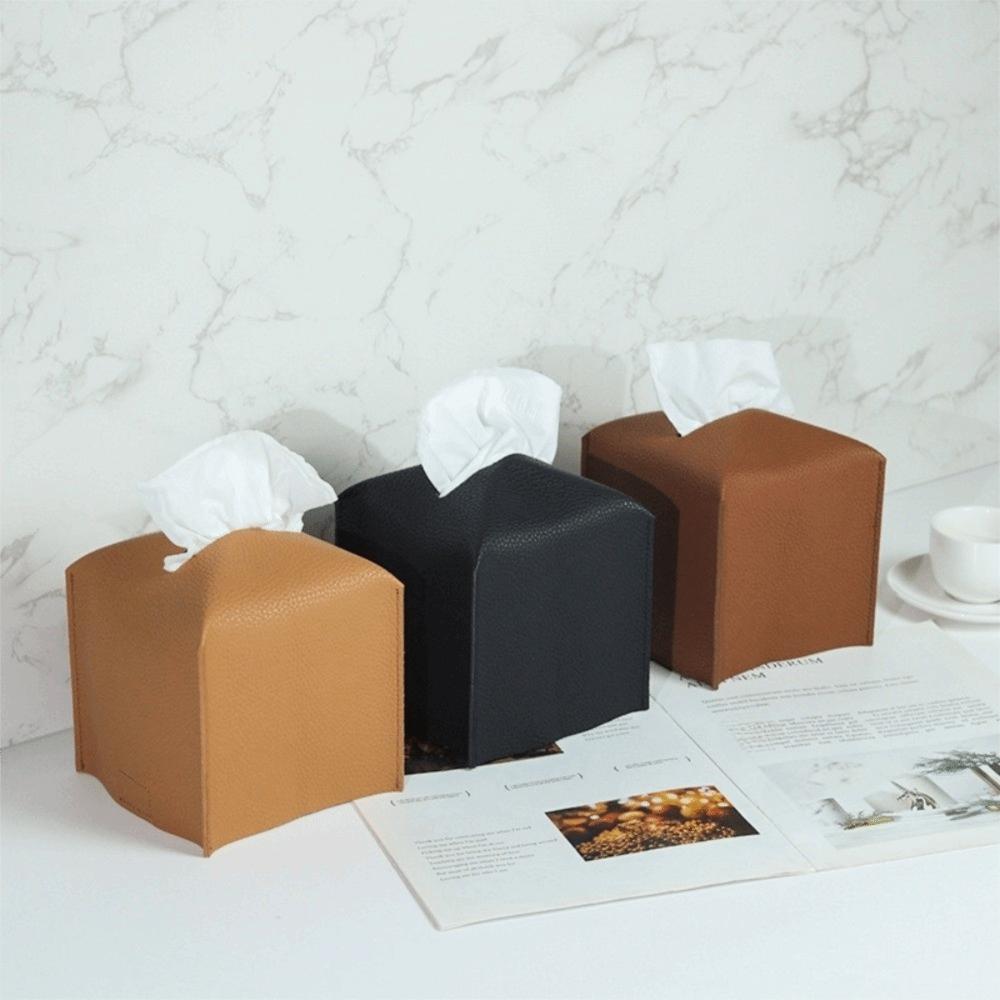 Quadratische PU-Taschentuchbox Wasserdichter Taschentuch-Organizer Gesichtspapierhalter Taschentuchbehälter Bürogebrauch