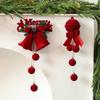 Christmas Tree Flocked Bell Decoration Red Scandinavian Christmas Bell with Ribbon Hanger Mantel Door Hanging Bell Ornament
