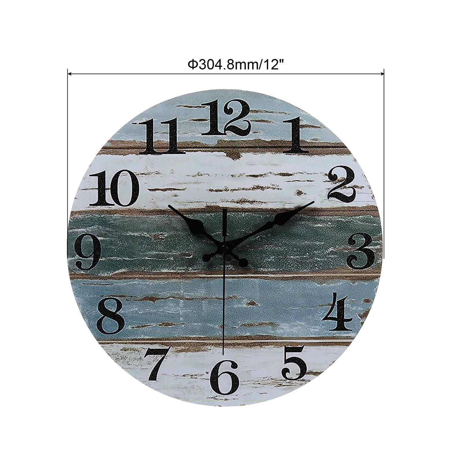 

12 Inch Wall Clock Quartz Silent Non-Ticking Round Wooden Wall Clocks Retro Decorative For Bathroom Home Living Room Bedroom 12 inch зелёный