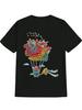 Casual Graphic T-shirt with Colorful Brain & Floral Print