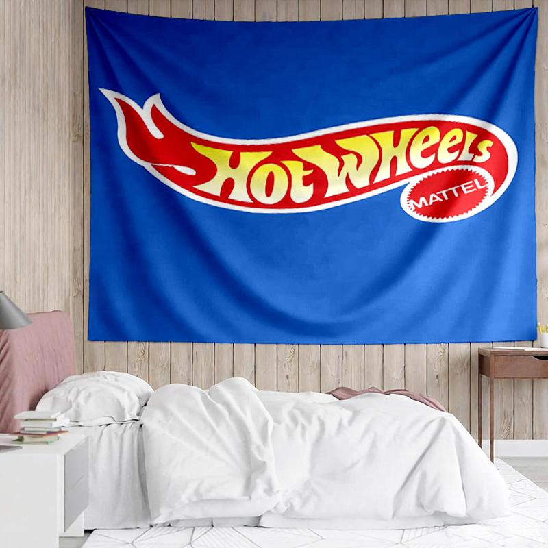 Hot Wheels logo Tapestry for Bedroom Aesthetic Classroom Tapestries Wall Hanging for Living Room Dorm Office,Ideal Creative Gift