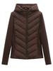 Autumn and Winter Women's Zipper Trim Patchwork Long-sleeved Hooded Cotton Jacket Coat
