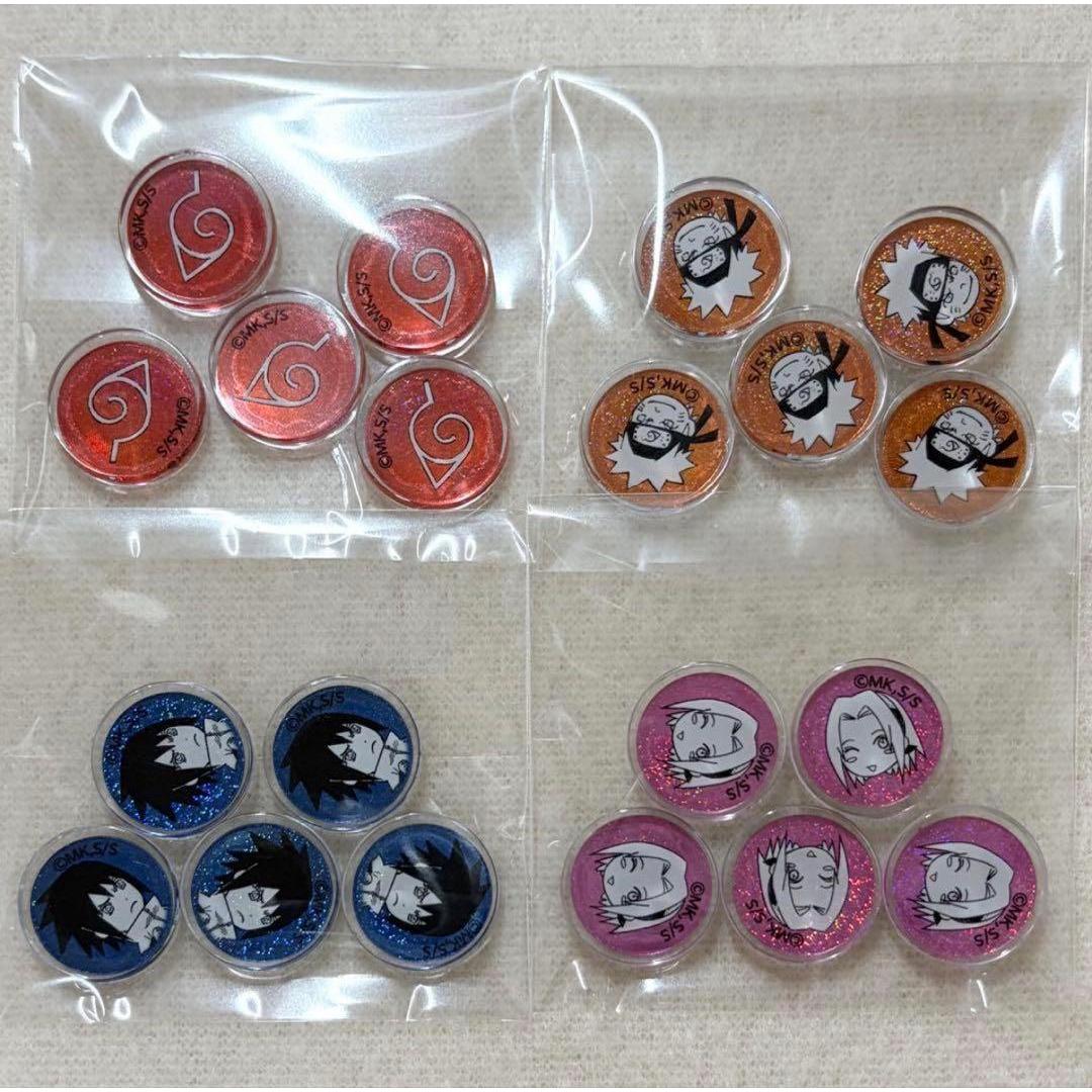 Used NARUTO round acrylic sticker Naruto Sasuke Sakura set