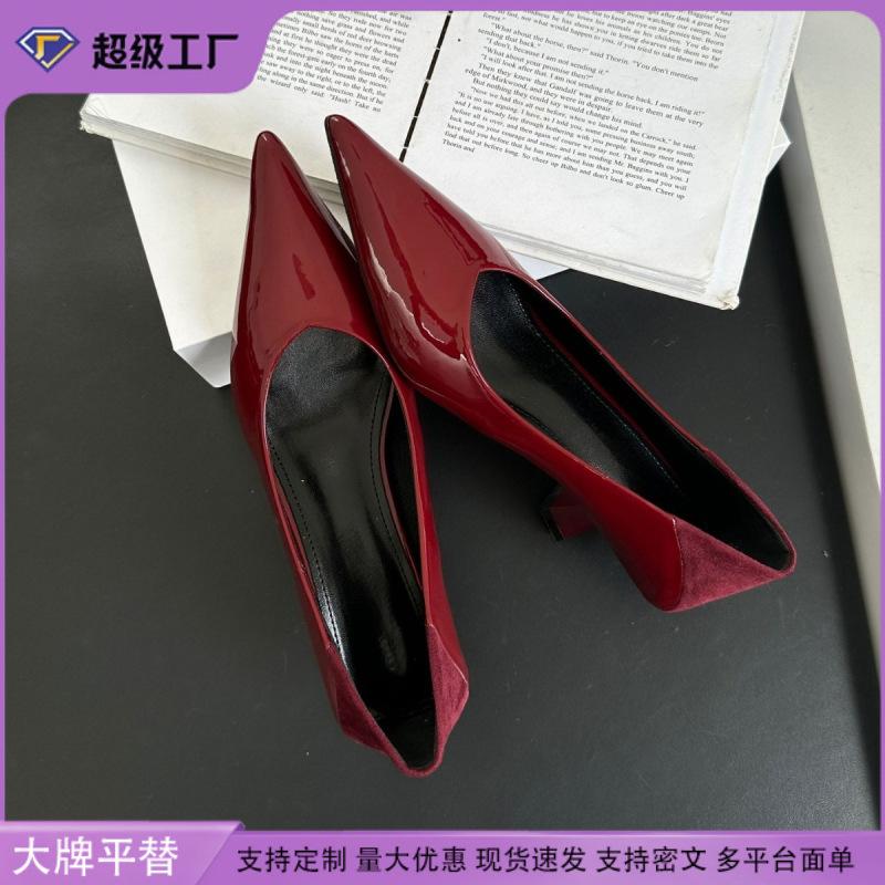 Chengdu style retro single shoes women's versatile thin heels high heels wear versatile professional style solid color light board women's shoes paten