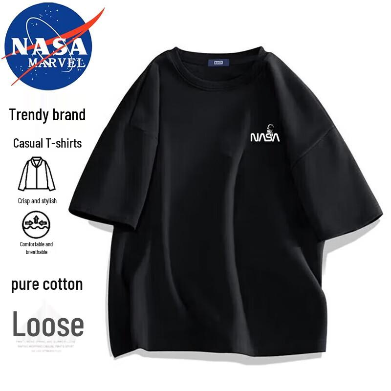 NASA Marvel Unisex Loose Fit Crewneck Cotton T-Shirt