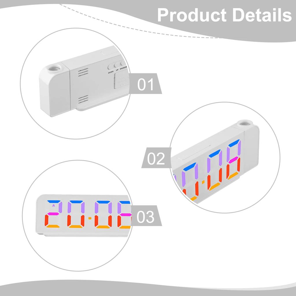 Rotatable Projection Clock Adjustable Projection Clock 3-stage Immersion Switch Intuitive Buttons For Older People