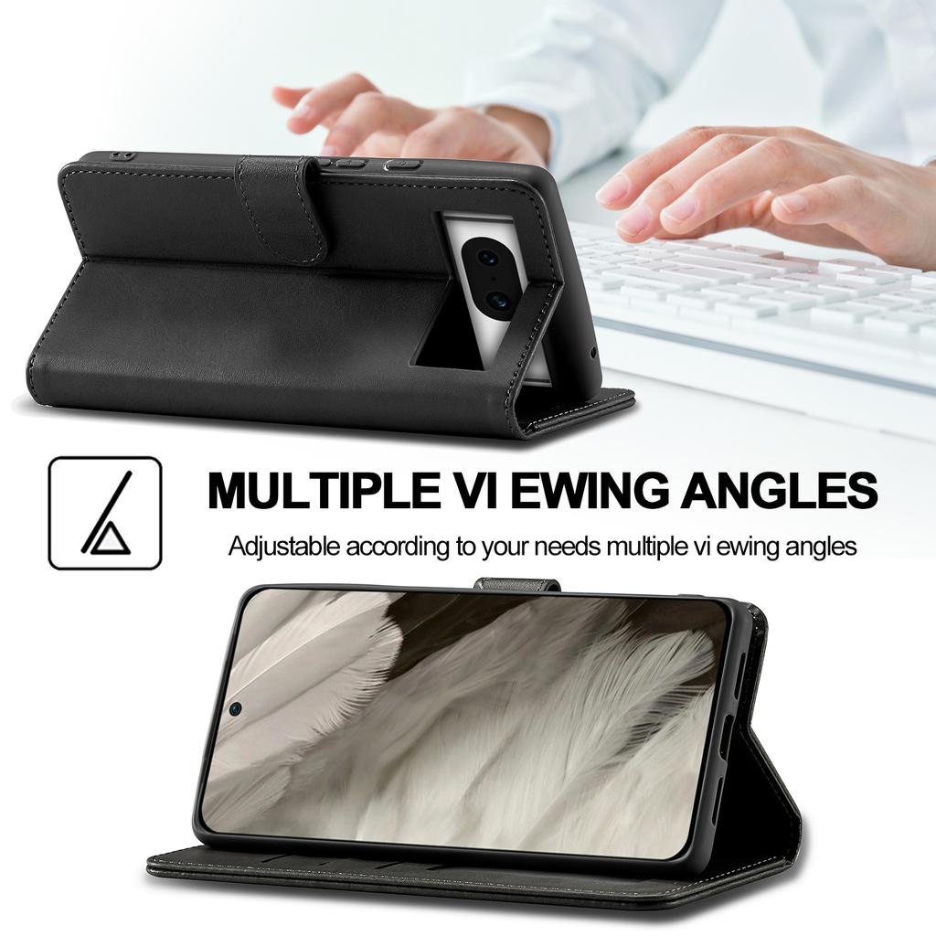 LC.IMEEKE For Google Pixel 8 PU Leather Folio Case Stand Wallet Calf Texture Phone Cover