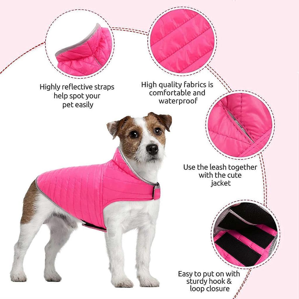 Cold Weather Dog Vest, Adjustable Lightweight Reflective Double-Sided Waterproof Winter Pet Jacket With Leash Holes