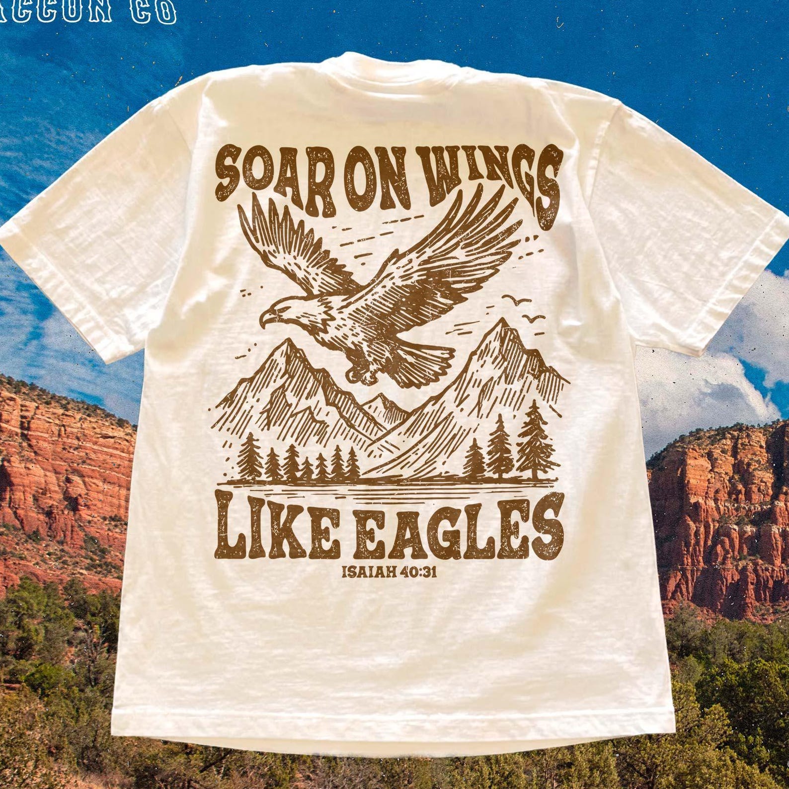 Soar On Wings Like Eagles Shirt, Vintage Christian Apparel for Women Men, Isaiah 40 31 Tee, Faith Based Gift, Outdoorsy Jesus T-shirt 2XL