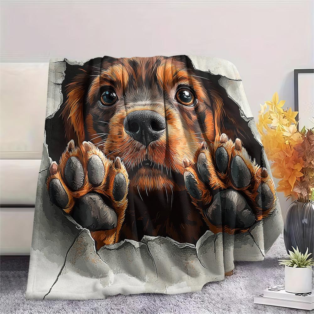 Koc Flanelowy z Nadrukiem Psów, Wysokiej Jakości, Wygodny na Wszystkie Pory Roku, Wystrój Domu, Ciepło i Komfort, Idealny na Prezenty Świąteczne