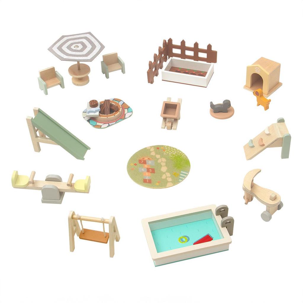 Children's Wooden Pretend Play Outdoor Furniture Set - Perfect Girl's Birthday Gift
