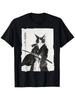 Samurai Cat Tee Vintage Ukiyo-E Warrior Art Graphic Cat Art T-Shirt Tshirt Haikyuu Graphic Tees Wounisex's T-Shirts Y2k Tops 82972