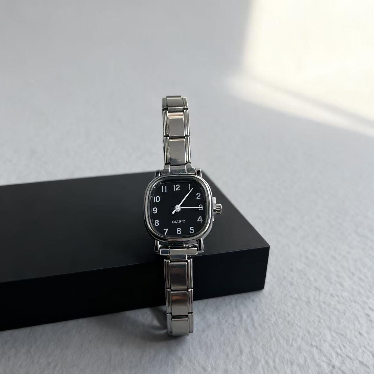 Russian Stainless Steel Elastic Belt Retro Square Qiao Diy Italian Stainless Steel Square Steel Watch