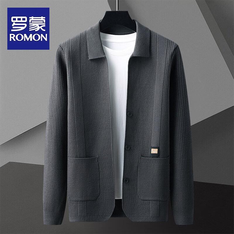 ROMON Men's 2026 Autumn Polo Collar Cardigan Sweater