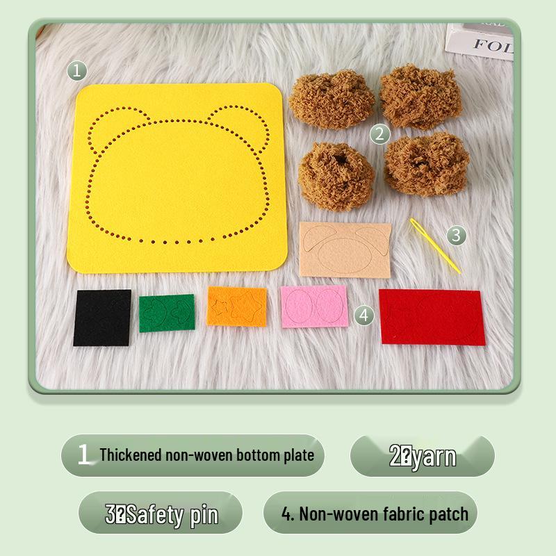 Cartoon Wool Embroidery Kit: Creative DIY Sewing for Kids Aged 3-6