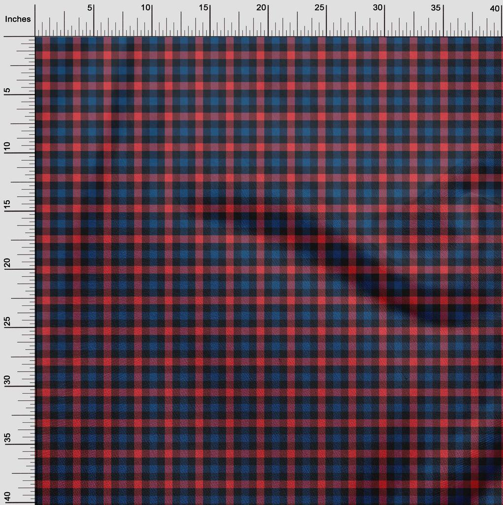 oneOone Georgette Viscose Blue Fabric Check Dress Material Fabric Print Fabric By The Yard 42 Inch Wide -