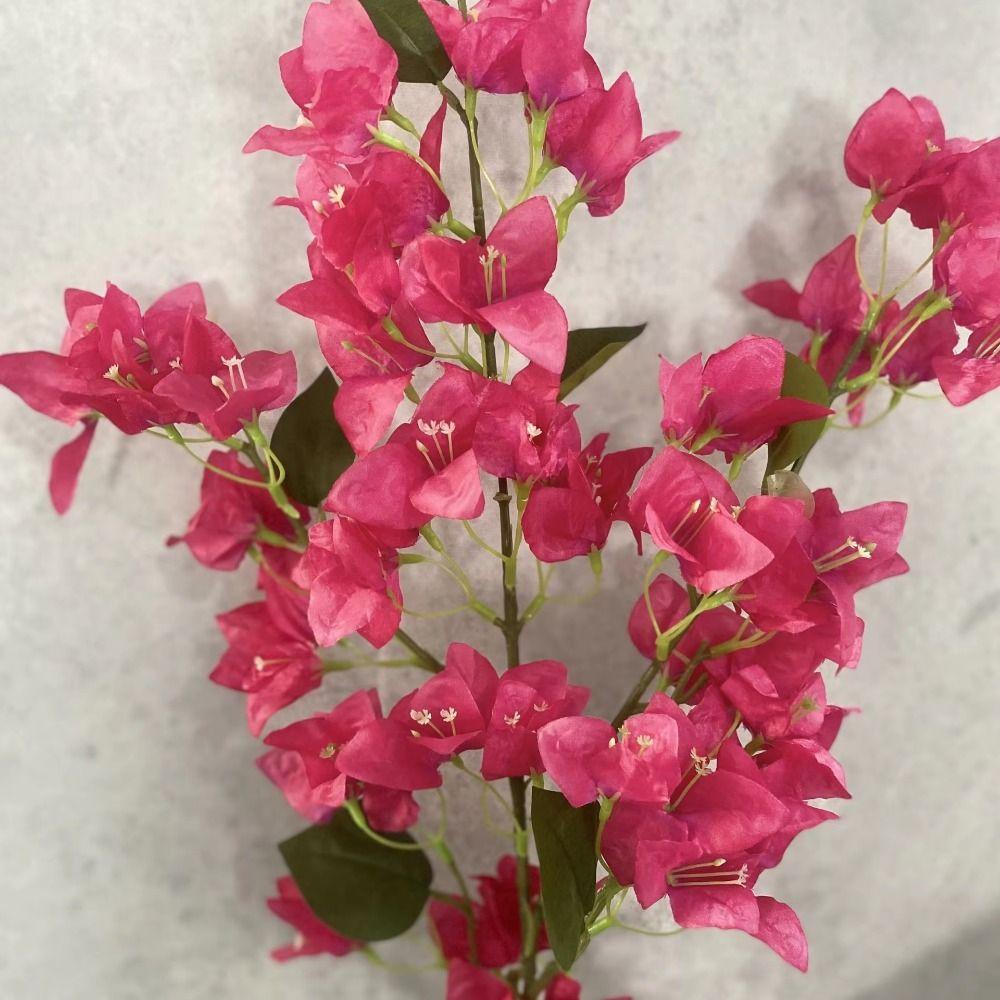 5Pcs Silk Flower Silk Fake Flower DIY Plastic Simulation Flower Long Stem Lifelike Artificial Bougainvillea Wedding Decoration