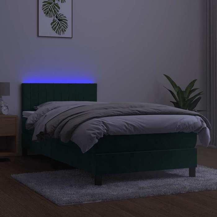 Maison Exclusive - Sommier à lattes de lit avec matelas LED Vert foncé 100x200 cm