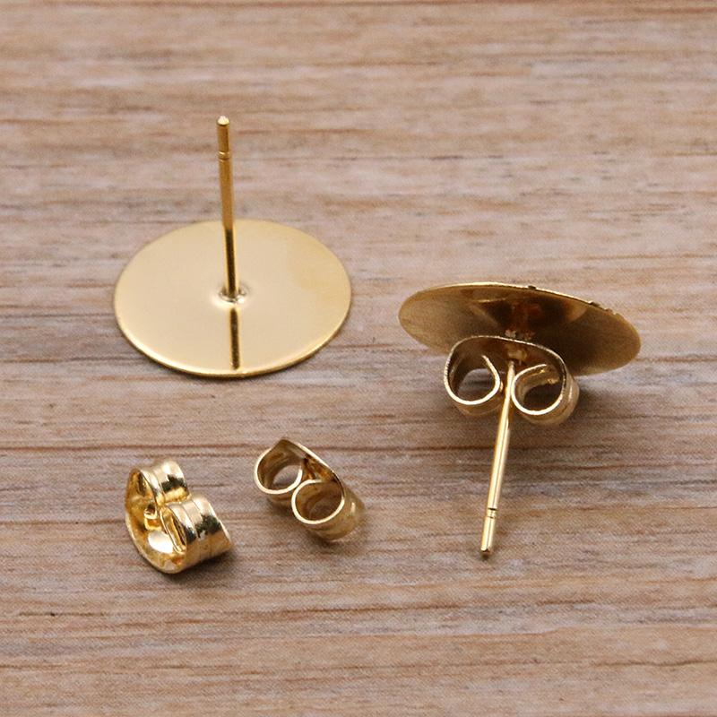 50-100 Stück 2 Farben Edelstahl Ohrstecker Leere Stiftbasis Pins Mit Verschluss Ohrrücken Für DIY Schmuckherstellung