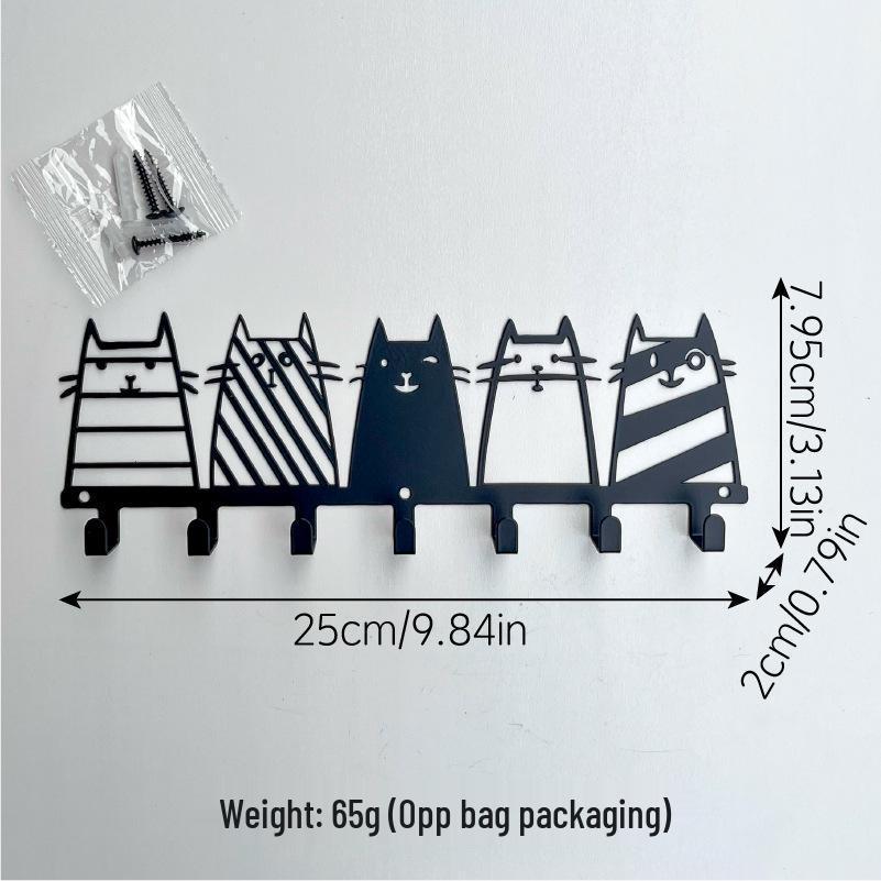 Metal Cat Hook Wall Decor - Key & Sundries Organizer