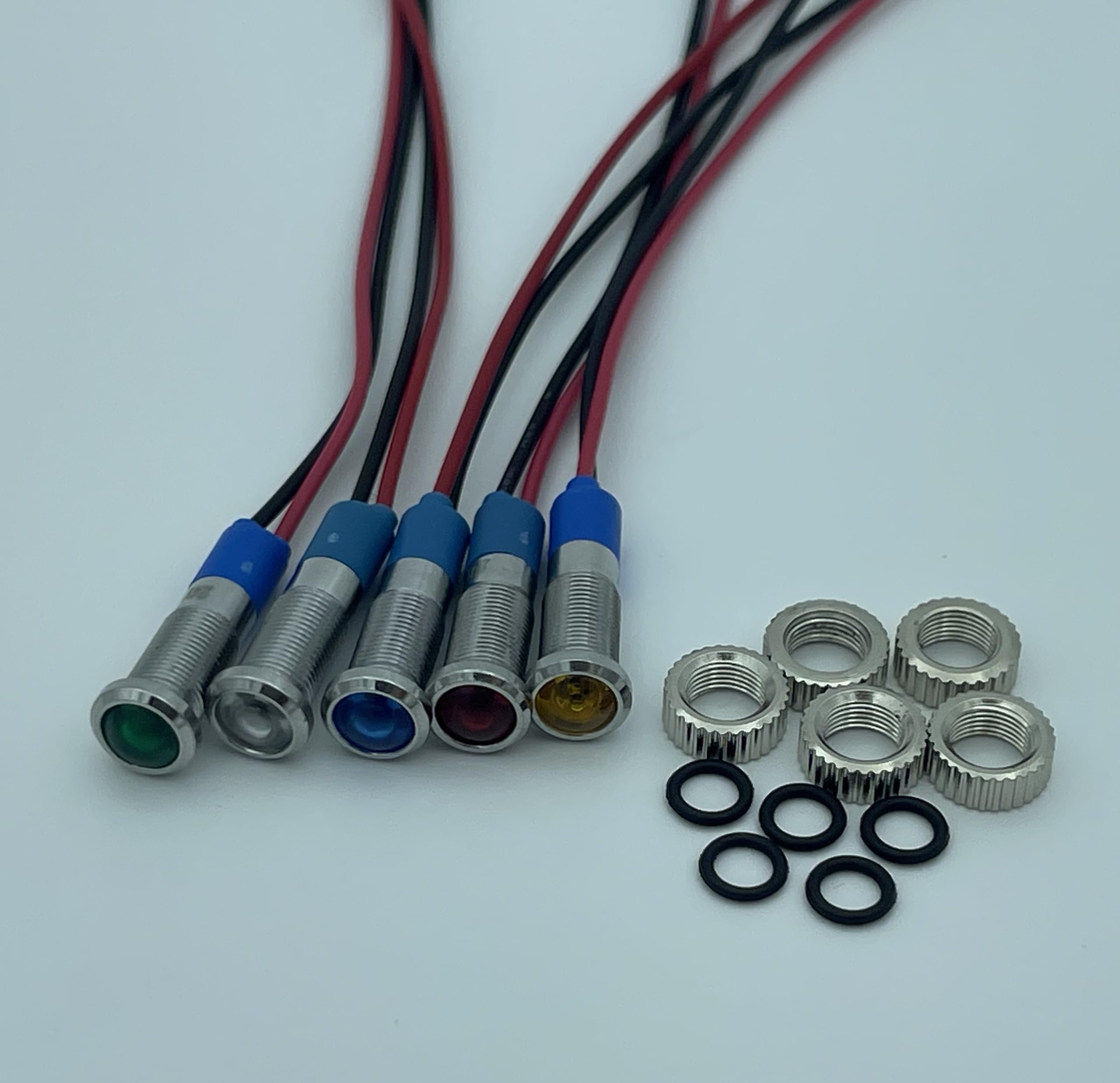 

5 Pack Waterproof LED Indicator Bulbs | 5 Universal Colors | 6mm DC12-24V | білий