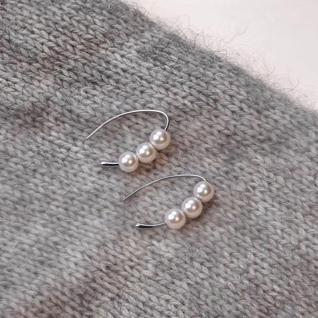 S999 Sterling Silver Pearl Earrings - Simple, Elegant, Anti-Allergic Studs with Hooks