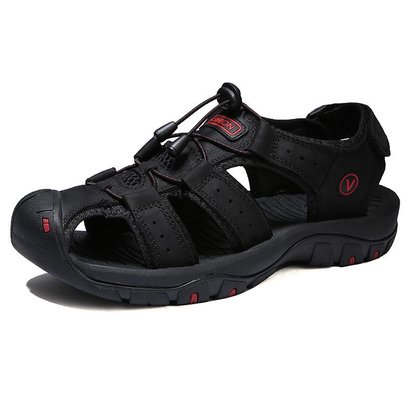 Men's Plus Size Cowhide Summer Sandals - Outdoor Water and Beach Shoes