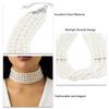 Pearl Collar Necklace Women Bohemian Style Vintage Multi Strands Necklace for Party White K 4778 Free Size
