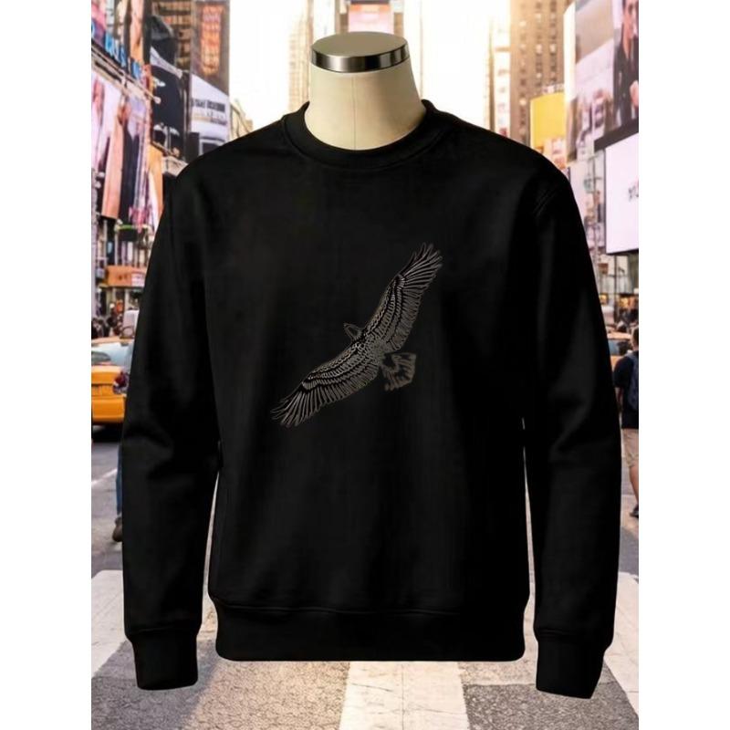 Men's New Fashion Crew Neck Sweatshirt - Loose Fit Long Sleeve Casual Trendy Style For Daily Wear With Digital Print.