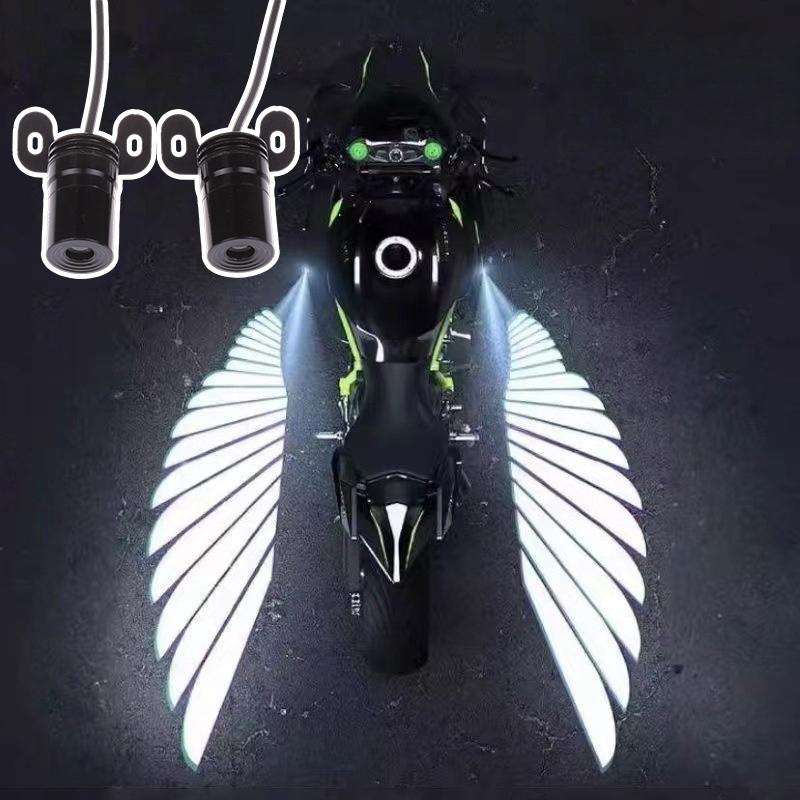 2 Stück Antikollisions-Laserlicht Motorrad Engelsflügel LED Projektionslicht Elektroauto Straßenmodifikation Willkommensdekoration