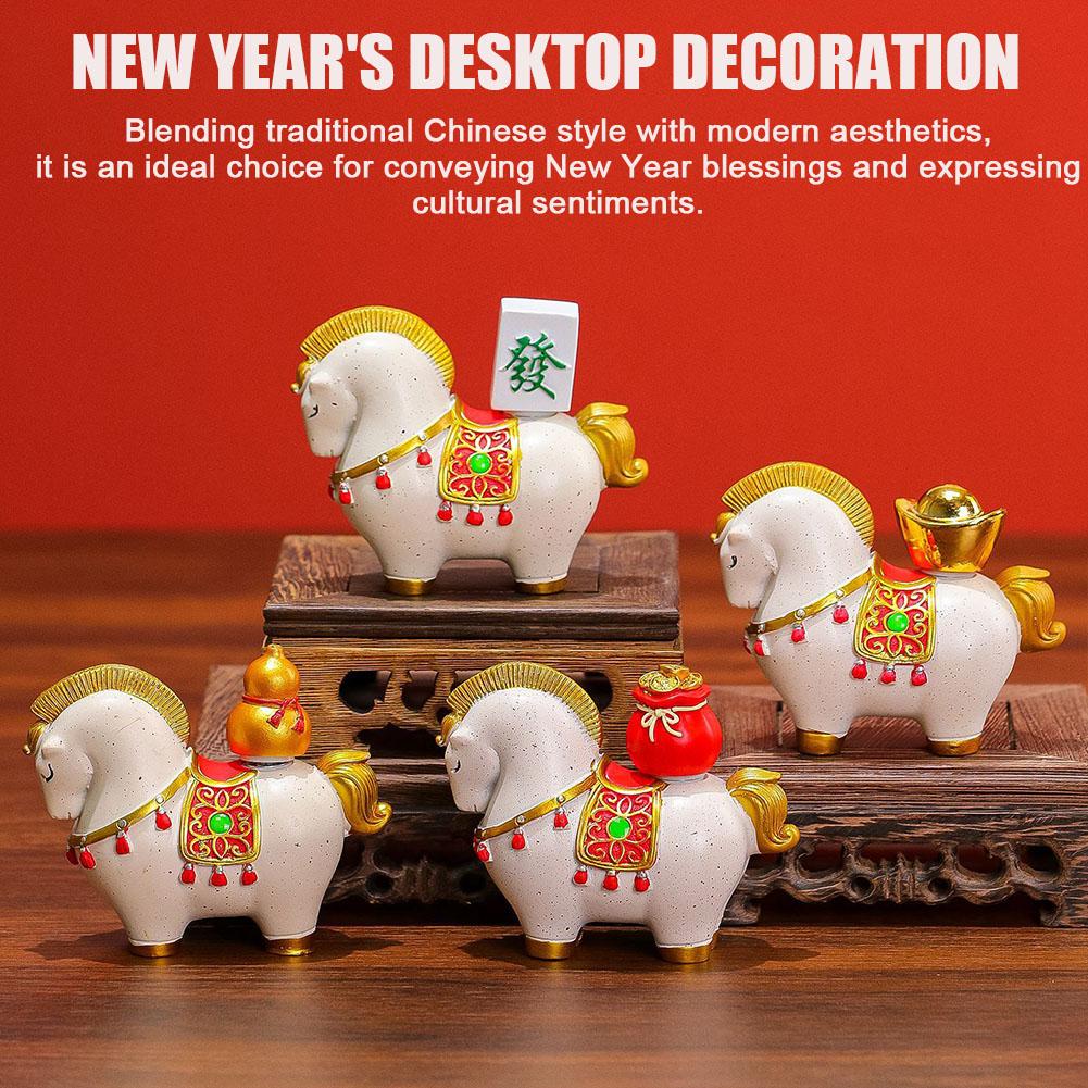2026 Chinesisches Neujahr Harzpferd Figur Pferd Maskottchen Chinesischer Stil Tierkreiszeichen Pferd Ornamente Drehbar Pferd Miniatur Büro