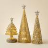 3 Pieces Glass Christmas Tree Semi-Transparent Tabletop Decoration Festive