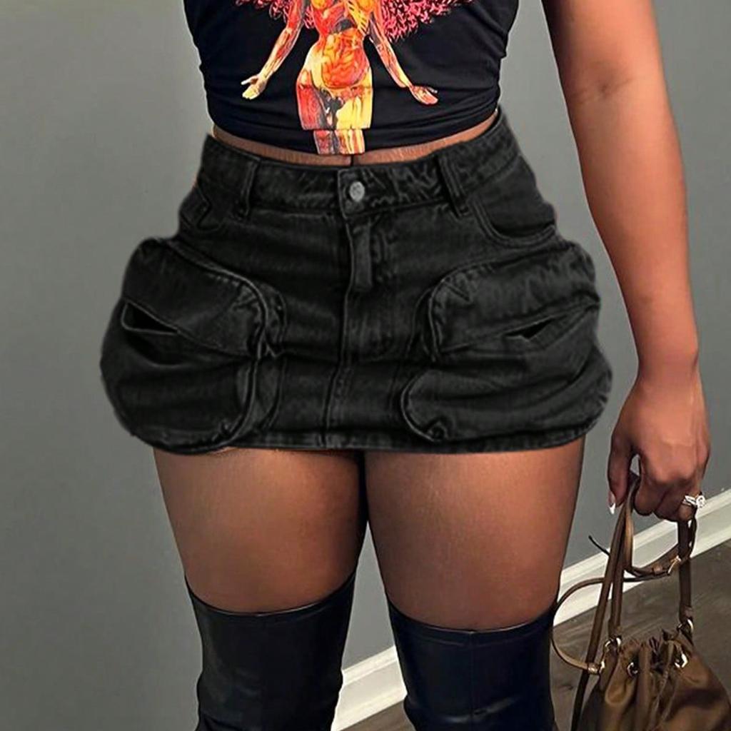Women's Color Skirt Stretch Slim Fit Distressed Denim Skirt