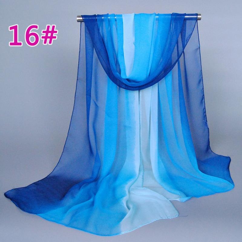 Supply imitation silk georgette silk scarf, popular bright and gradual change of color accessories scarf