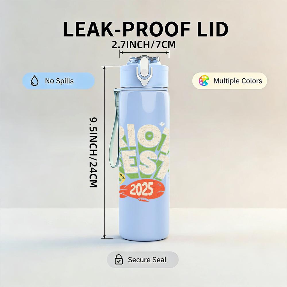 1PC Boy Cartoon Colorful Retro Print 750ml Portable Sports Water Bottle Leakproof Gym Outdoor Travel Drink Cup