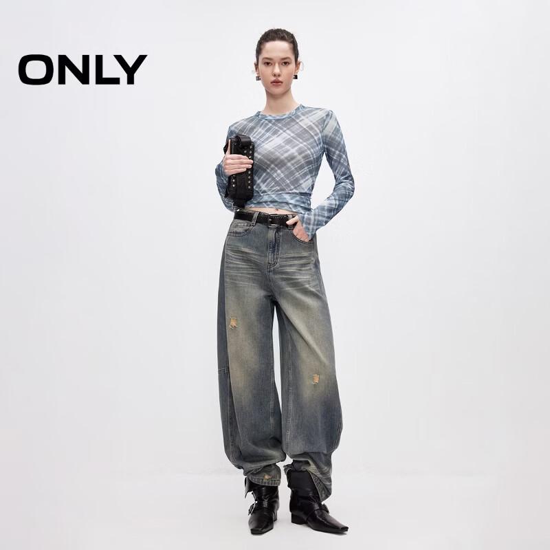 Only Women's 2026 Summer Plaid Mesh Slim-Fit T-Shirt