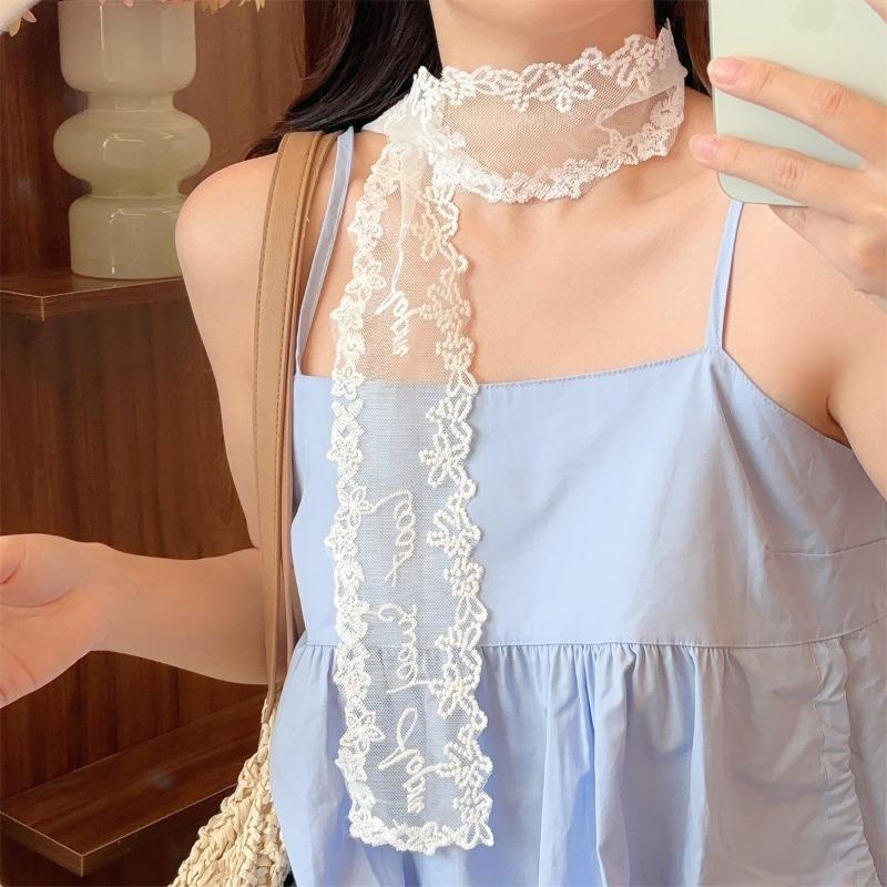 Bows, Pearl Strings, Silk Scarves, Summer Vacation Style, Atmosphere-enhancing Neckband Decoration, Hairband, Hair Ties