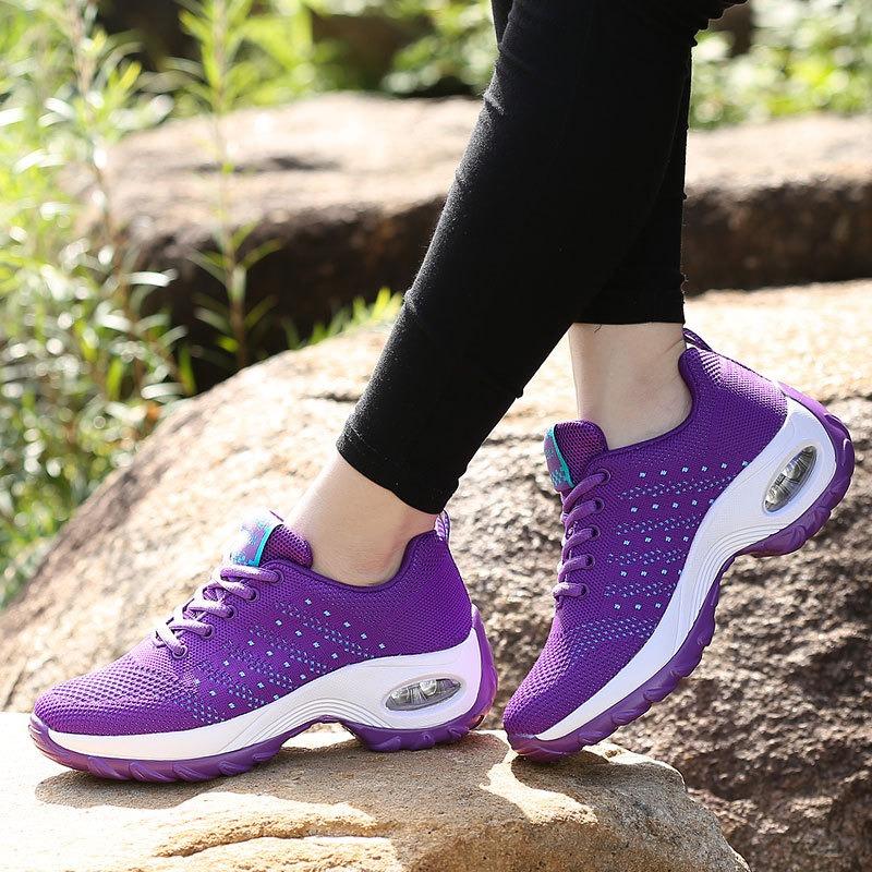 New Air-cushioned Shoes Thick-soled Shoes Women's Sports Shoes Versatile Anti-slip Woven Casual Shoes