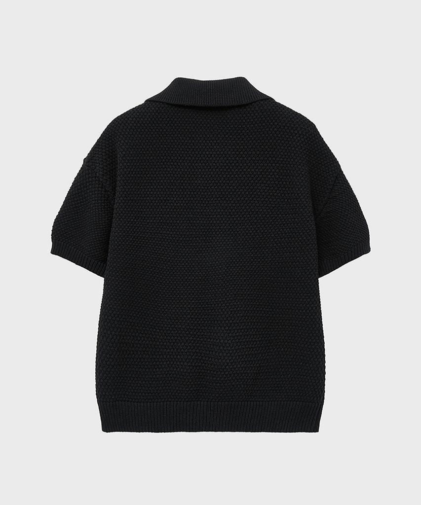 NOIRER Oversized Heavy Polo Half Knit (Black)