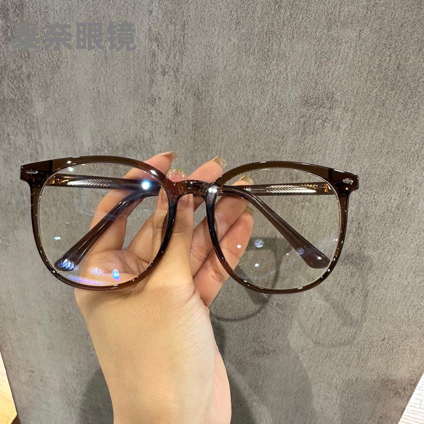 Plate ferrule legs anti-blue light glasses women's tide large frame flat glasses men's optical eyes TR frame new