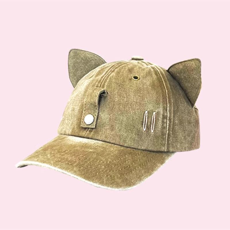 New Cat Ears Sunglasses Baseball Cap Y2K Cotton Washed Pilot Snapback Caps Gorras Women And Men Outdoor Sunshade Sun Hats Unisex