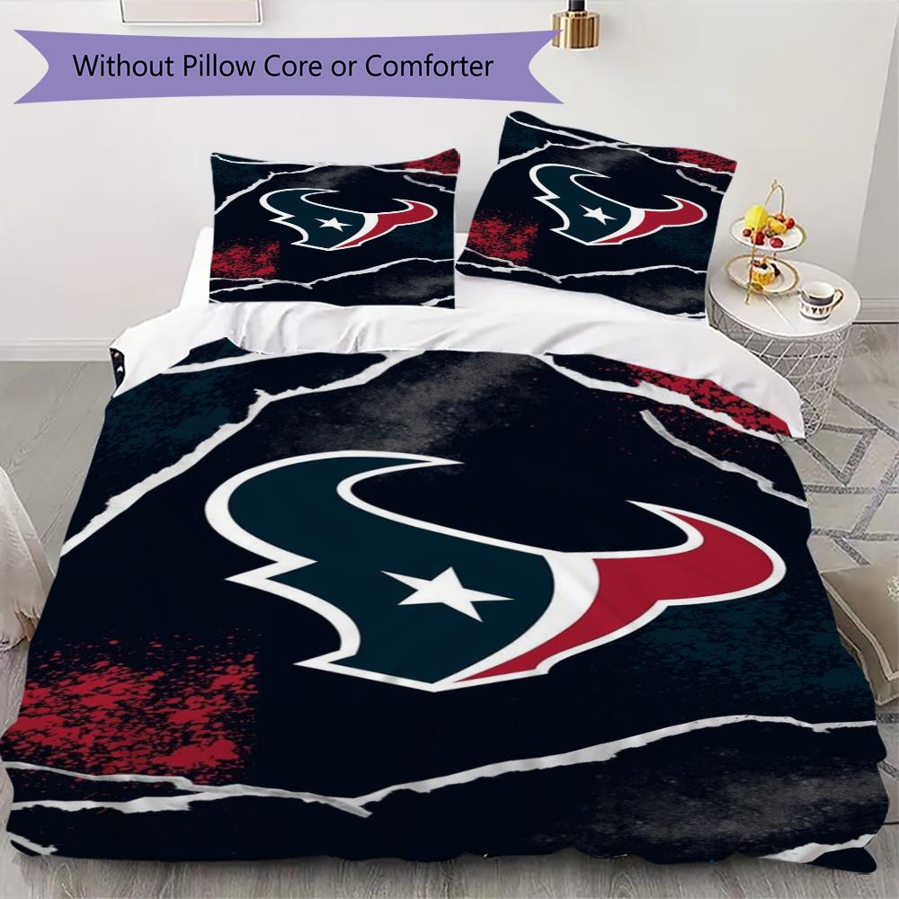 Houston Texans Muster Bettwäsche Steppdecken-Set Bettbezug Kissenbezug Heimdekoration Geburtstagsgeschenk (1*Bettbezug + 2*Kissenbezug ohne Füllung)