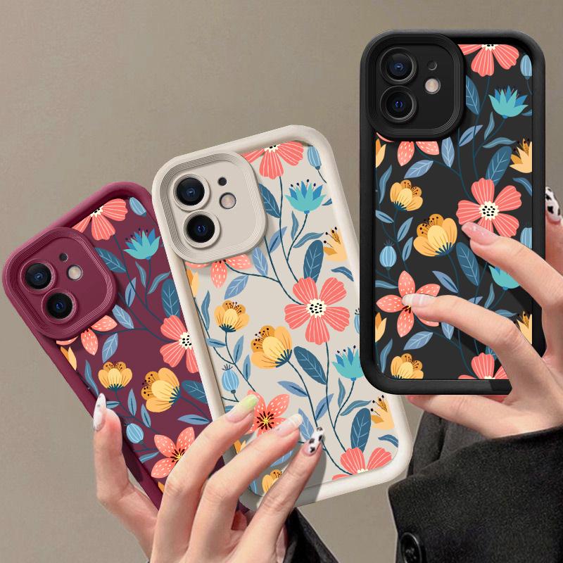 Colorful Flowers Silicone Case For iPhone 15 16 Pro Max 14 13 12 11 Pro Max 7 8 XR XS 16e Shockproof Bumper Soft TPU Phone Cover