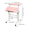 Mobile Stand Up Desk, Small Adjustable Standing Desk with Wheels Home Office Workstation, Portable Rolling Desk Laptop Cart Pink