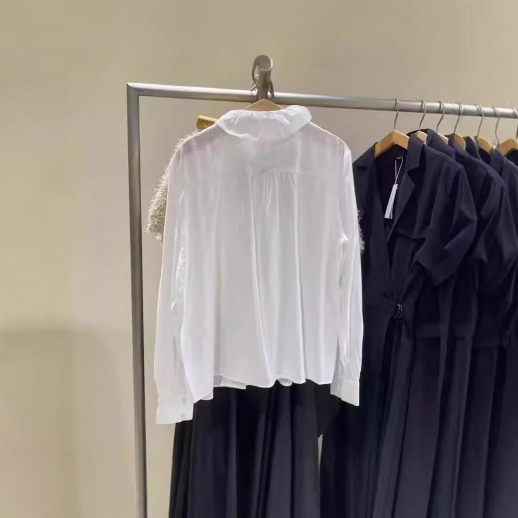 U1116 autumn new women's clothing fashionable temperament ruffle edge loose open placket solid color long-sleeved shirt UWG111116