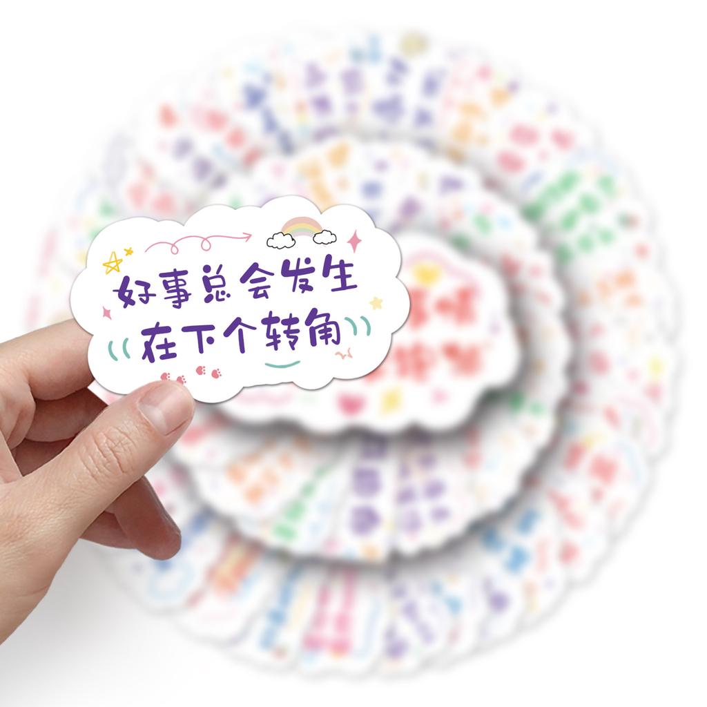 50 Inspirational Short Sentences, Graffiti Personalized Text, Slogans, Hand Account, DIY Skateboard Suitcase Stickers, Waterproof