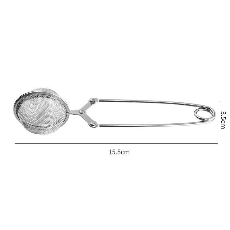 Stainless Steel Mesh Tea Ball Infuser Spoon Fine Filter Strainer For Loose Leaf Tea With Squeeze Handle Silver