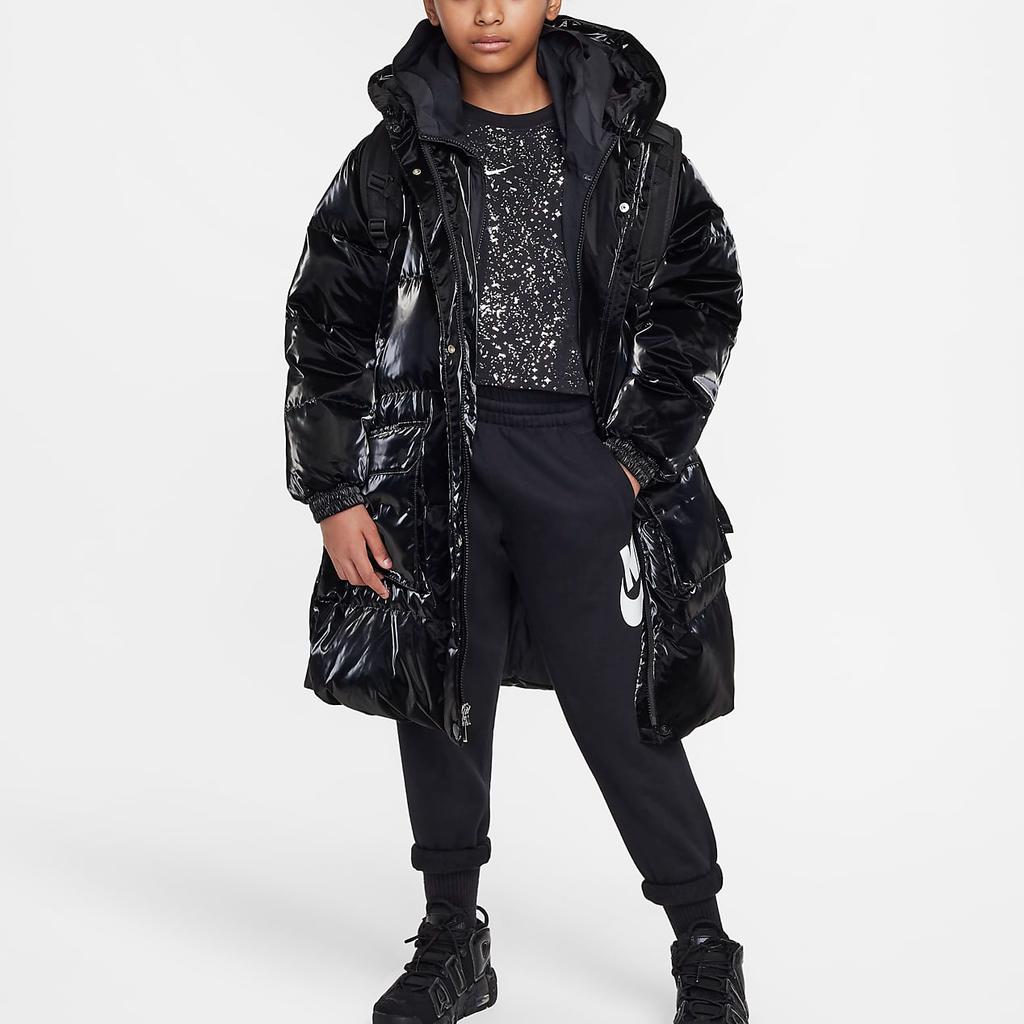 Nike Down Jacket Swoosh Casual Simple Fashion Kids Jackets Black HQ8613-010