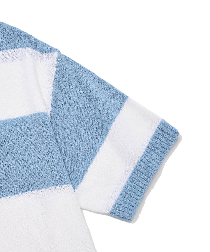 COVERNAT C Logo Rugby Collar Half Knit Blue